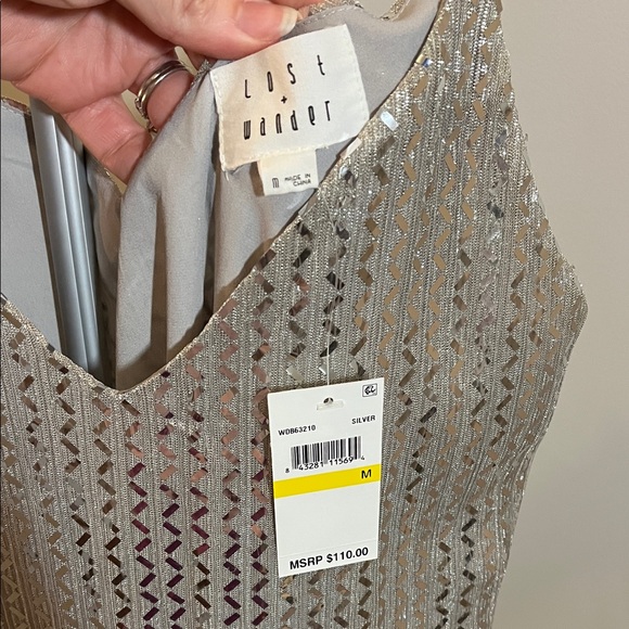 Lost + Wander Shimmering Silver Dress - Size Medium - Picture 4 of 7